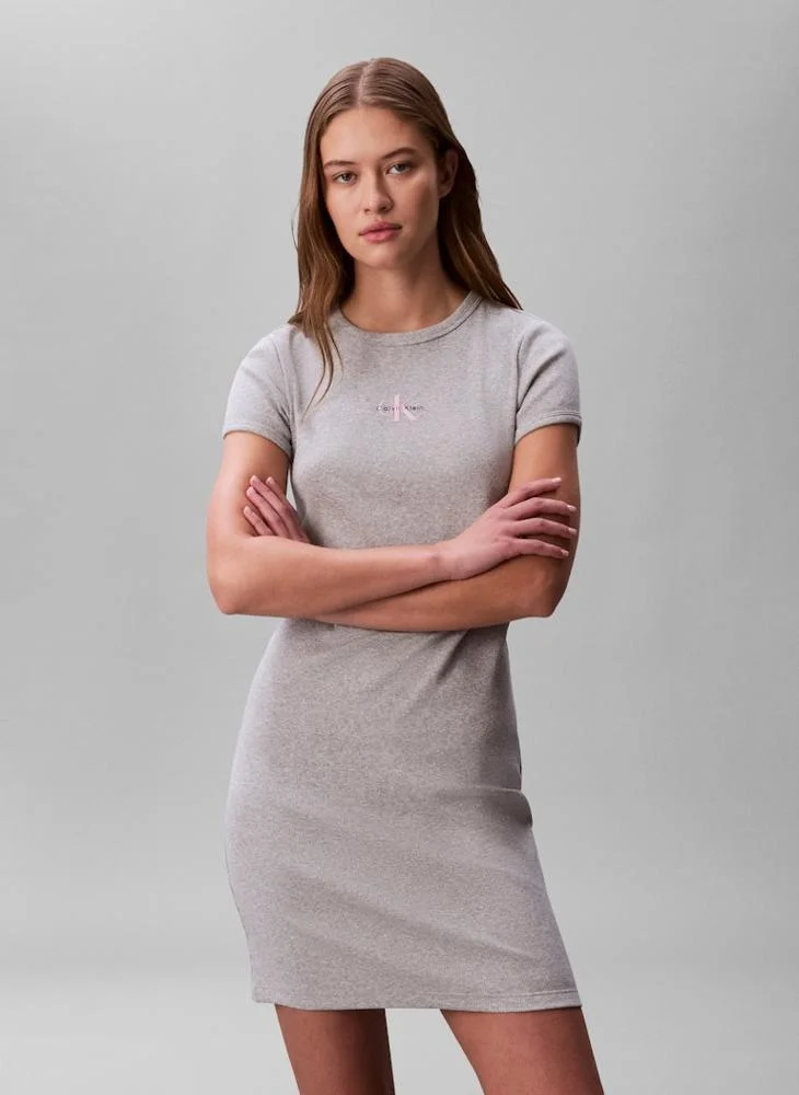 Calvin Klein Jeans  Monologo Baby Rib Mini Dress for Women | Best Price UAE