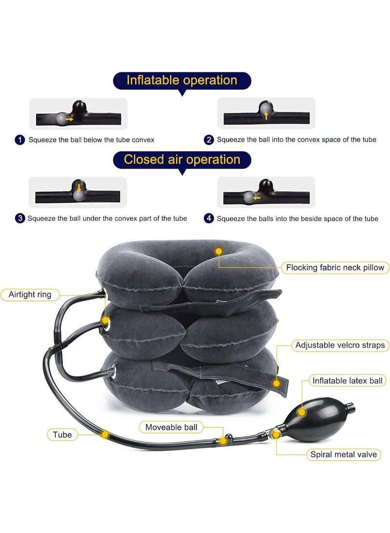 Hugifts Cervical Traction Device for Neck Pain Relief, Adjustable Inflatable Neck Stretcher Neck Brace, Neck Traction Device for Use Neck Decompression and Neck Tension Relief (Gray) - Image 2