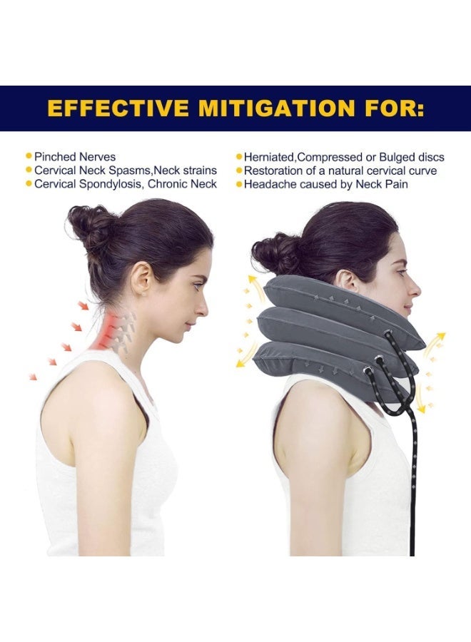 Hugifts Cervical Traction Device for Neck Pain Relief, Adjustable Inflatable Neck Stretcher Neck Brace, Neck Traction Device for Use Neck Decompression and Neck Tension Relief (Gray) - Image 5