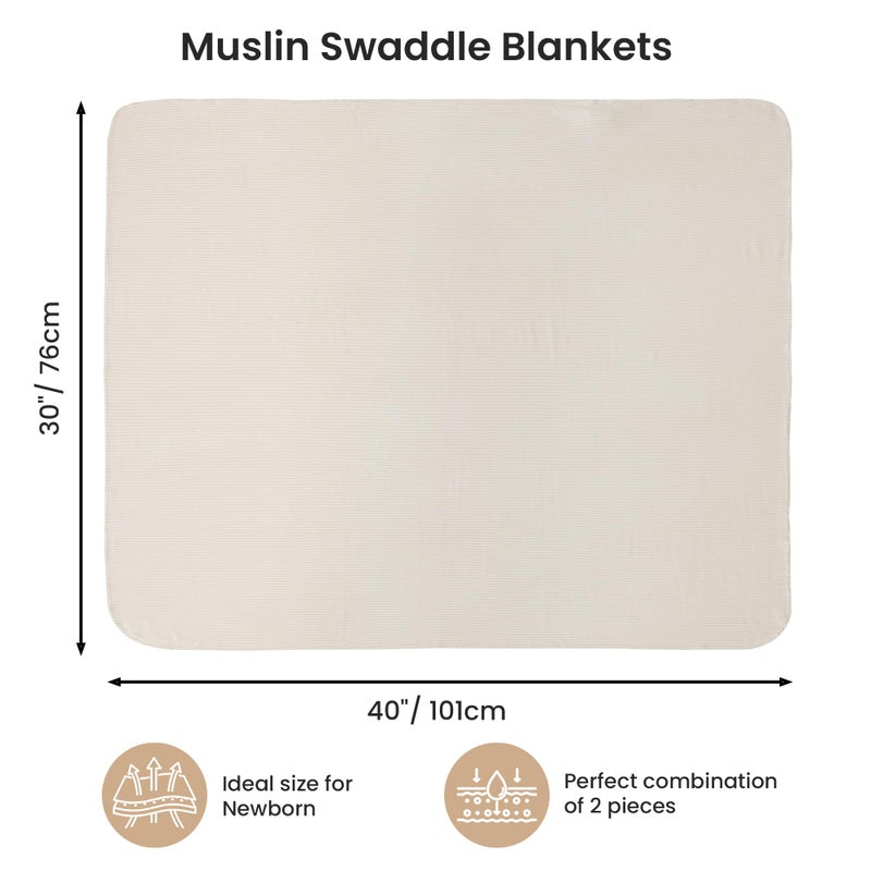 lasoftan Jersey Unisex Swaddle Blanket, Ultra Soft Stretchy Receiving Blanket, Newborn Swaddle Wrap for Boys & Girls, 40 x 30 inches, 2 Pcs, Grey & Khaki - Image 3