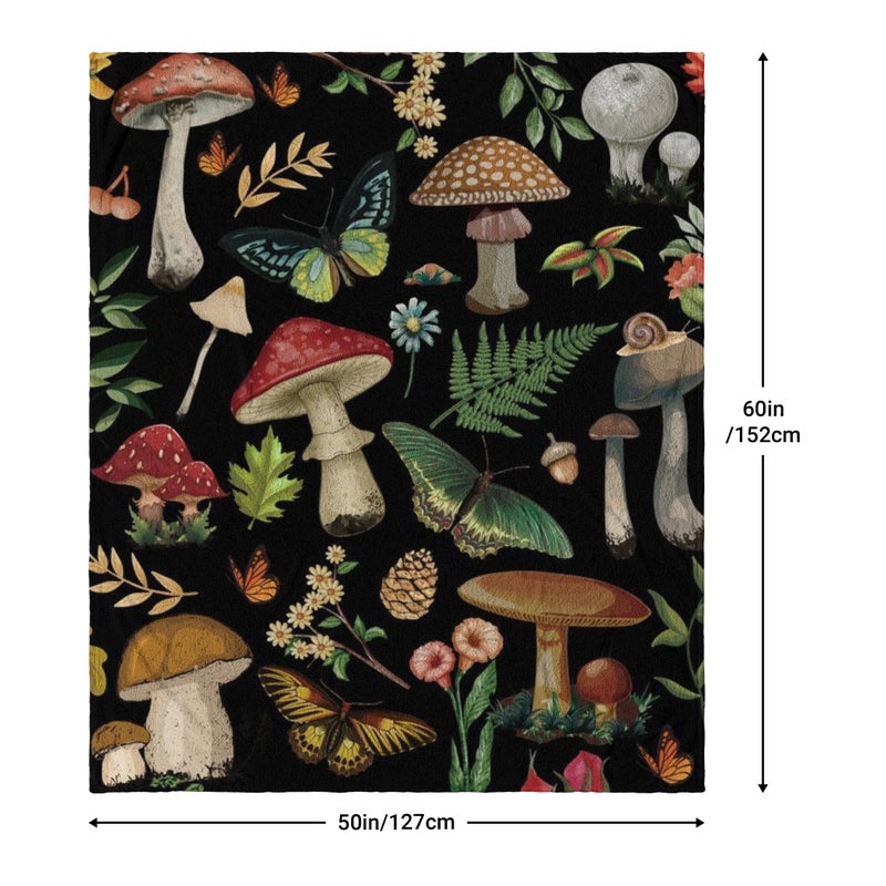 MIBOI Mushroom Blanket  Mushroom Gifts for Women Soft Cozy Fleece Flannel Mushroom Throw Blanket All-Season for Sofa Couch Cottagecore Room Decor Mushroom Blankets for Adults Teen 60""x50"" - Image 3