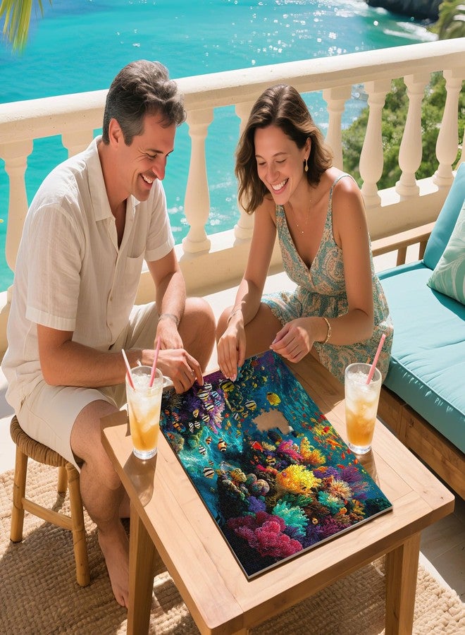 lamplig Puzzles for Adults 1000 Pieces, Ocean Sea Animal Fish Coral, Nature 1000 Piece Puzzle for Adults Seniors, Hard Jigsaw Puzzles for Adult with Letters on Back, Fun, 1:1 Poster - Image 5