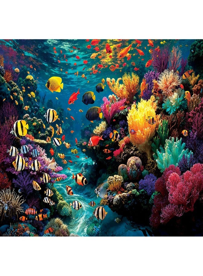 lamplig Puzzles for Adults 1000 Pieces, Ocean Sea Animal Fish Coral, Nature 1000 Piece Puzzle for Adults Seniors, Hard Jigsaw Puzzles for Adult with Letters on Back, Fun, 1:1 Poster - Image 1