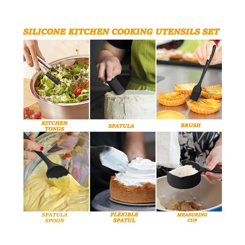 مجموعة من 26 وعاء خلط بأغطية محكمة الإغلاق، مصنوعة من الفولاذ المقاوم للصدأ، مزودة بملحقات بشر، مانعة للانزلاق، مثالية للخلط والتقديم، لون أسود - Image 3