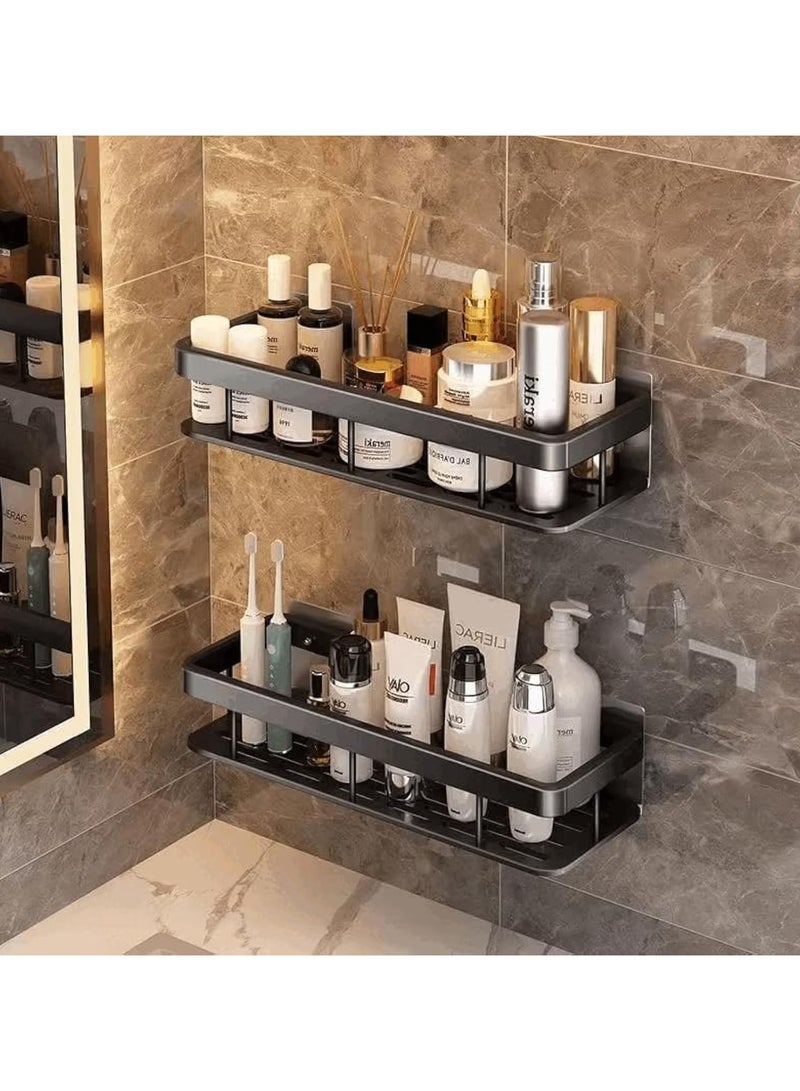 بست ستور 2 رف دش مع ملصقات لاصقه أرفف تنظيم تخزين مثبتة على الحائط للمطبخ و الحمام - Image 2