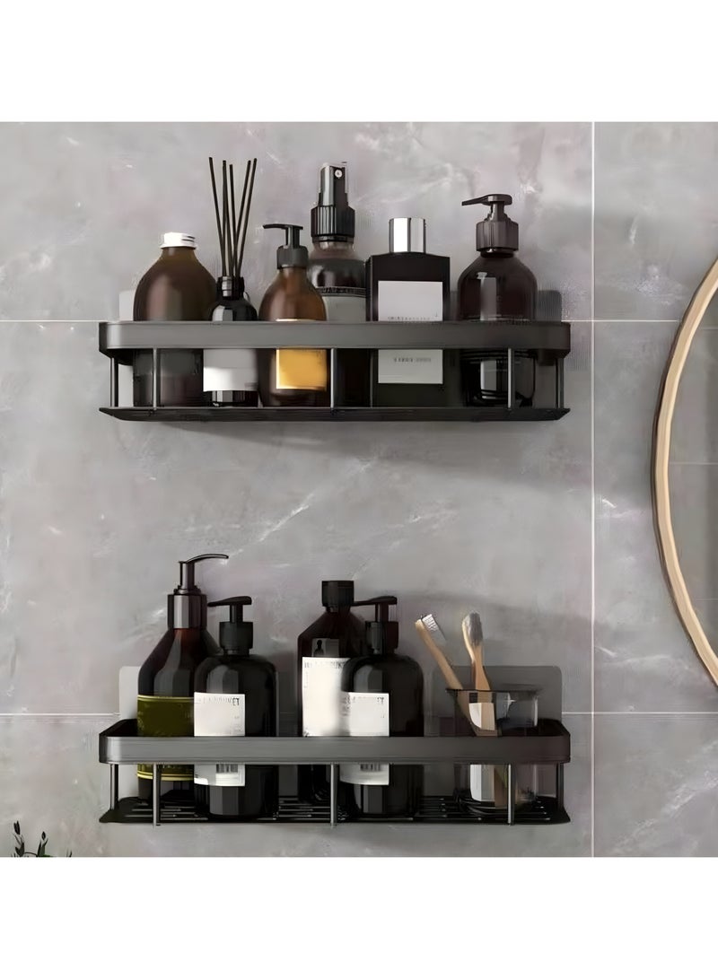 BestStore 2-Pack Shower Caddy Self with Adhesive Sticker and Screws No-Drilling Wall-Mounted Storage Organizer Shelves for Bathroom Kitchen  - Image 1