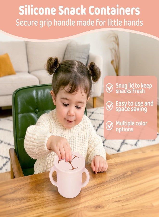 idooss Snack Containers, Silicone Food Grade Silicone Cups, Toddler Snack Container Cups with Handles and Lid for Toddlers (Color 3) - Image 2
