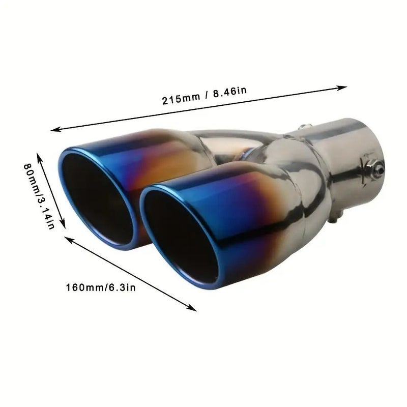 Blue 2.5 Inch Stainless Steel Dual Exhaust Tip Gold Plated Screw On - Image 4