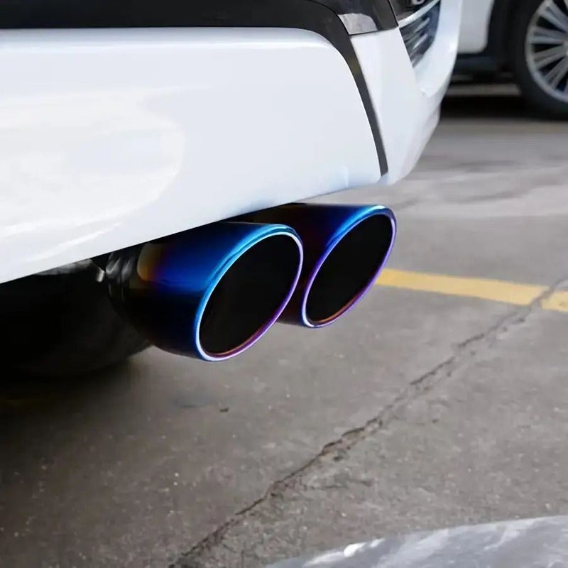 Blue 2.5 Inch Stainless Steel Dual Exhaust Tip Gold Plated Screw On - Image 3