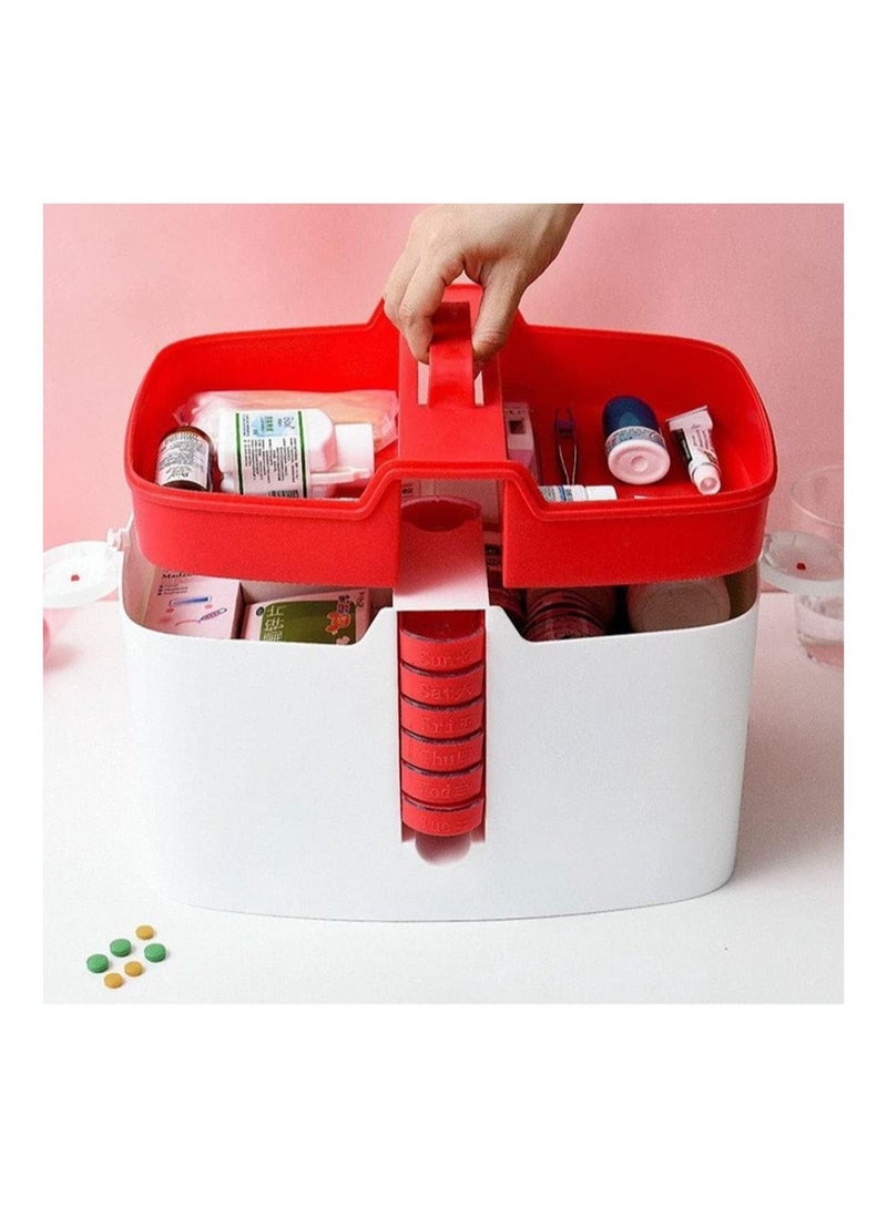 DARIYAH Pill Organizer Weekly 7 Compartments Large Case Portable Compact Waterproof Box to Hold Medicine Vitamin Fish Oils Jewelry and Secrets for Travel/Outdoor/Business Trip  XQ-040 - Image 1