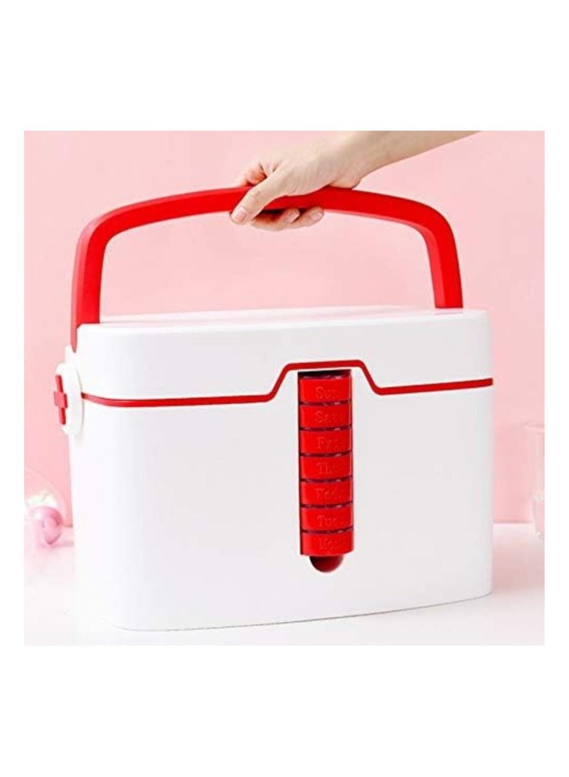 DARIYAH Pill Organizer Weekly 7 Compartments Large Case Portable Compact Waterproof Box to Hold Medicine Vitamin Fish Oils Jewelry and Secrets for Travel/Outdoor/Business Trip  XQ-040 - Image 4