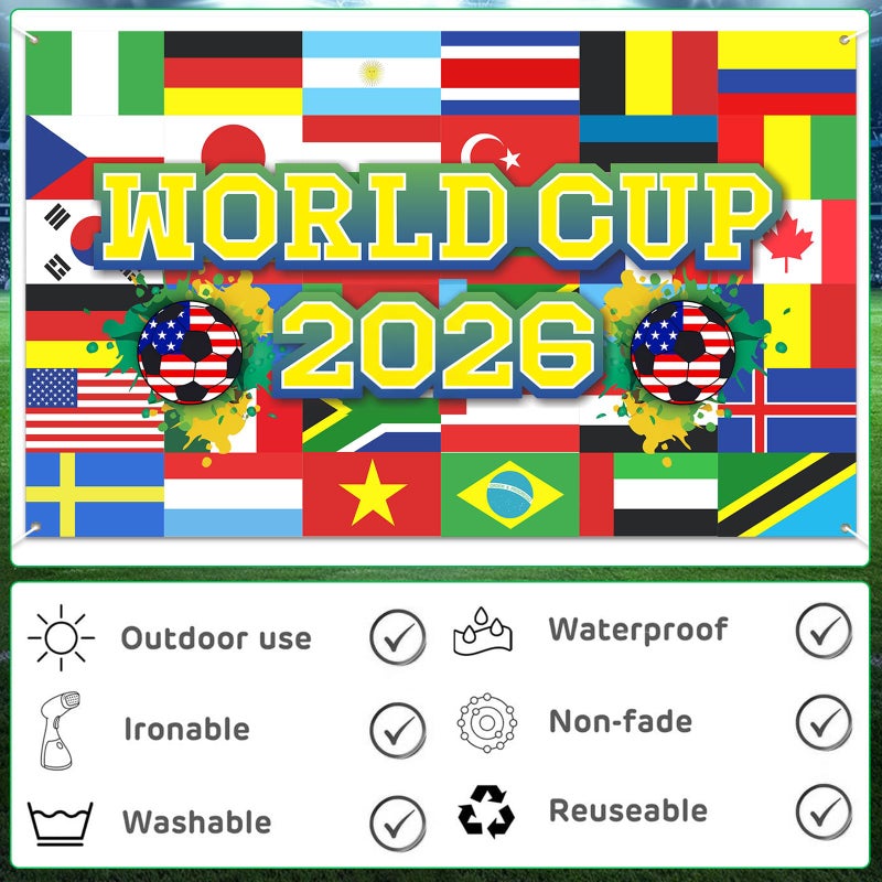 RUIZHUO خلفية احتفال كأس بطولة كرة القدم العالمية 43x71 بوصة 2026 خلفية مهرجان كرة قدم نابضة للحياة لحفلة كأس البطولة وصندوق صور وديكور حدث كرة القدم - Image 4