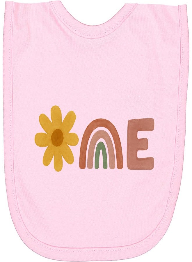 inktastic Daisy Rainbow 1st Birthday Graphic Newborn Bib Pink 470b5 - Image 1