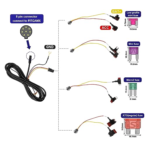 FITCAMX Fuse Box Cable Hardwire Kit, 4 in 1 ATO (Regular), Mini, Micro, Low-Profile Mini, 2Pcs Each - Image 2
