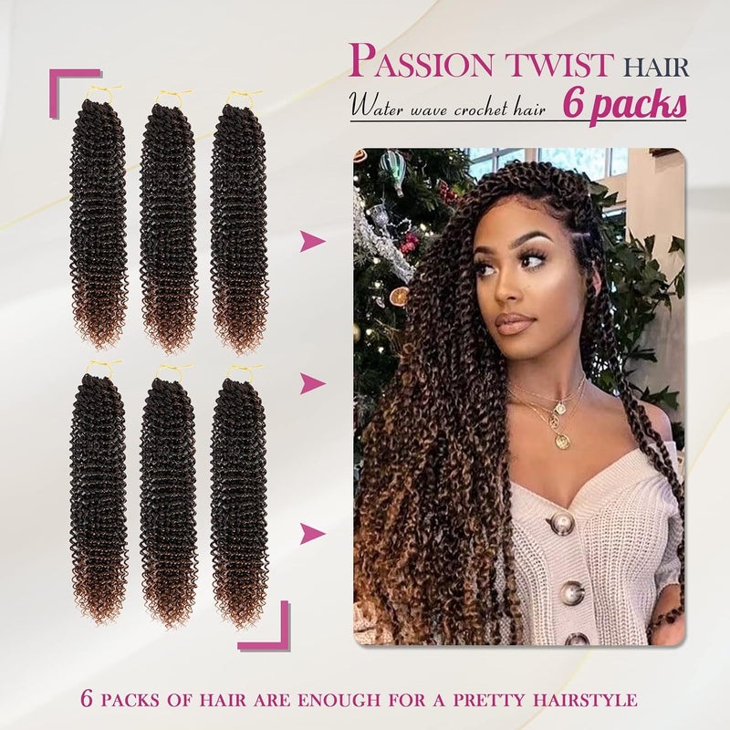 Dansama Passion Twist Hair Water Wave Braiding Hair for Butterfly Style Crochet Braids Bohemian Hair Extensions (18inch, T1B/30, Economy Pack) - Image 2