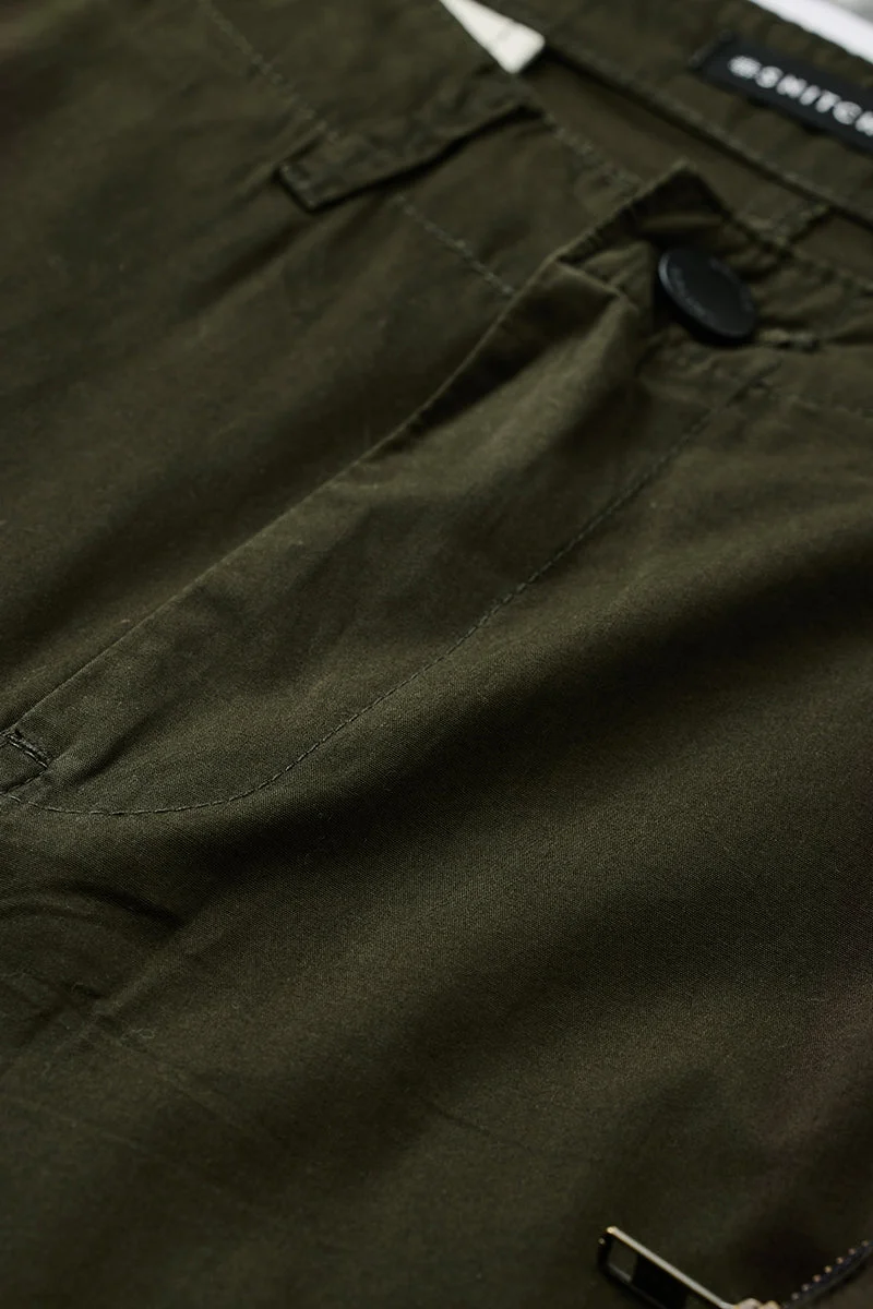SNITCH بنطلون كارجو قطني واسع بقصة مريحة بلون زيتوني