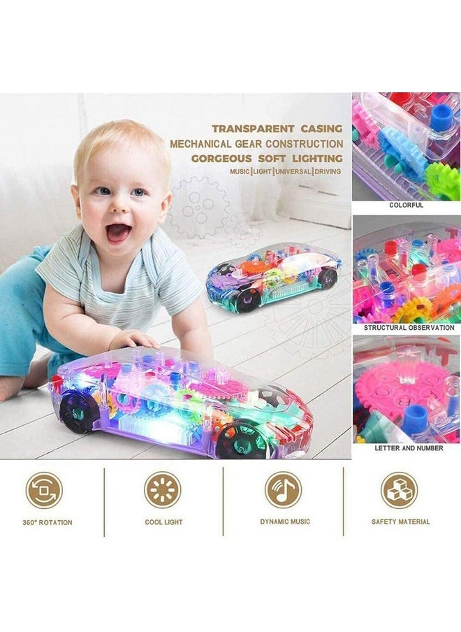 Brand Conquer - Brand Conquer 3D Transparent Car with 360 Degree Rotation | Gear Simulation Mechanical Car Toy with Light & Sound for Kids - Image 1