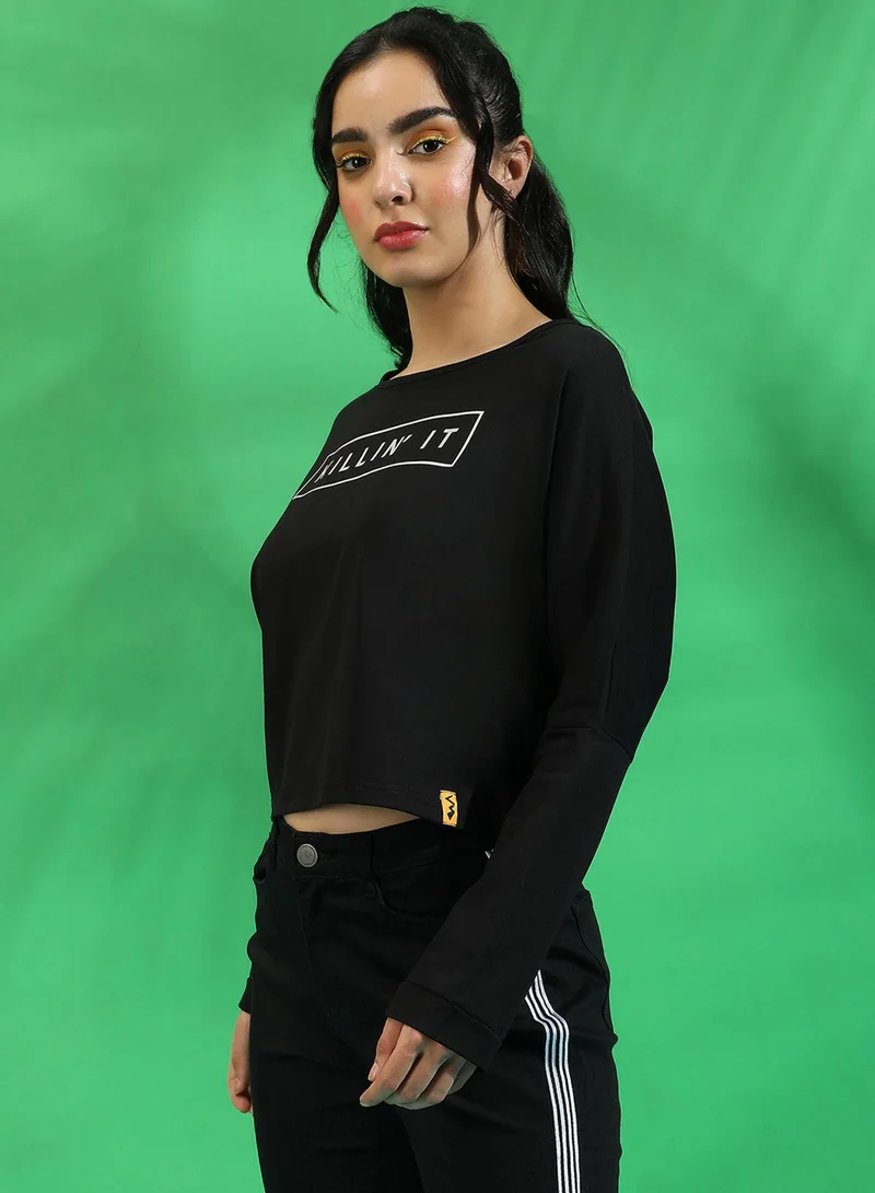 Campus Sutra Campus Sutra Women's Black Killin' It Top