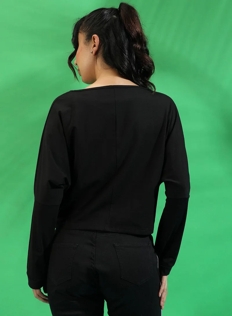 Campus Sutra Campus Sutra Women's Black Killin' It Top