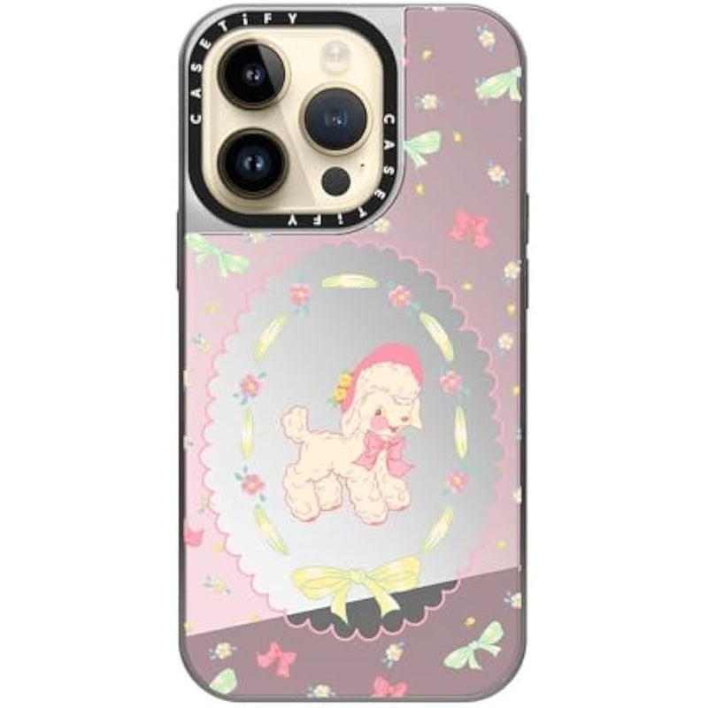 Casetify Mirror Case for iPhone 14 Pro Compatible with Magsafe - Fantasy Lamb - Silver on Silver - Image 4