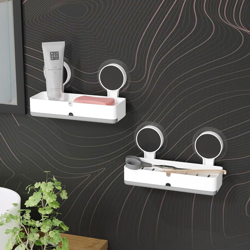 XBEY Toothbrush Holders for Bathroom | Toothbrush Stand for Bathroom | Self Adhesive Toothbrush Holders for Toothbrushes | Bathroom Brush Holder (Pack of 3 Twin Soap Dish) - Image 3