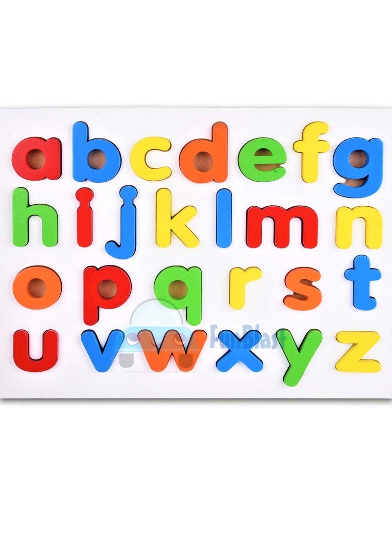 Generic FunBlast 3D Wooden Learning Small Letters Alphabets Board for Kids Learning Toy for Kids – (Multicolor; Pack of 1)  - Image 1