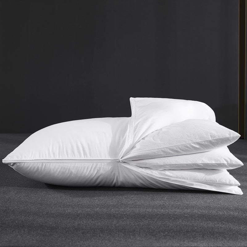 Three Geese Adjustable Layer Goose Feather Pillow,Assembled Bed Pillow,100% Soft Cotton Cover,Good for Side and Back Stomach Sleeper, Standard/Queen Size,Packaging Include 1 Pillow. - Image 3