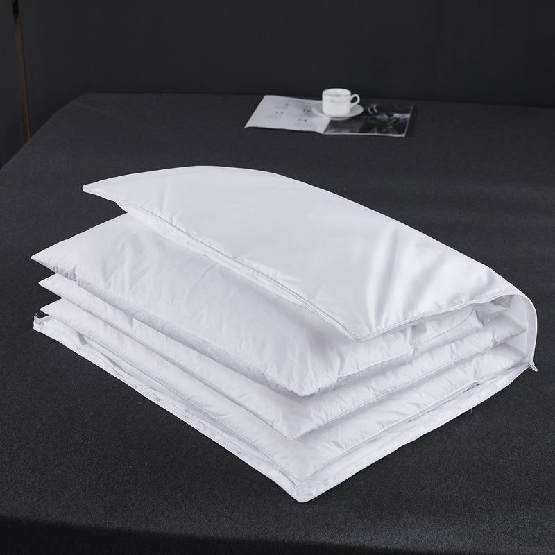 Three Geese Adjustable Layer Goose Feather Pillow,Assembled Bed Pillow,100% Soft Cotton Cover,Good for Side and Back Stomach Sleeper, Standard/Queen Size,Packaging Include 1 Pillow. - Image 2