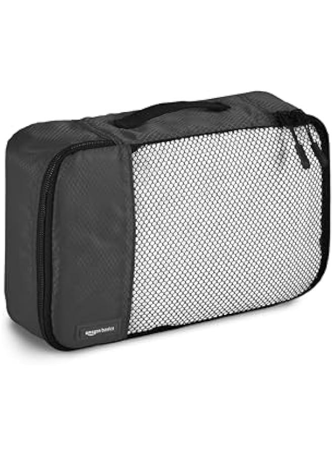Lightweight Packing Cubes Travel Organizer Set with Double Zipper, Mesh Top, Small, Medium, Large, Slim, Black, 4 Piece - Image 5