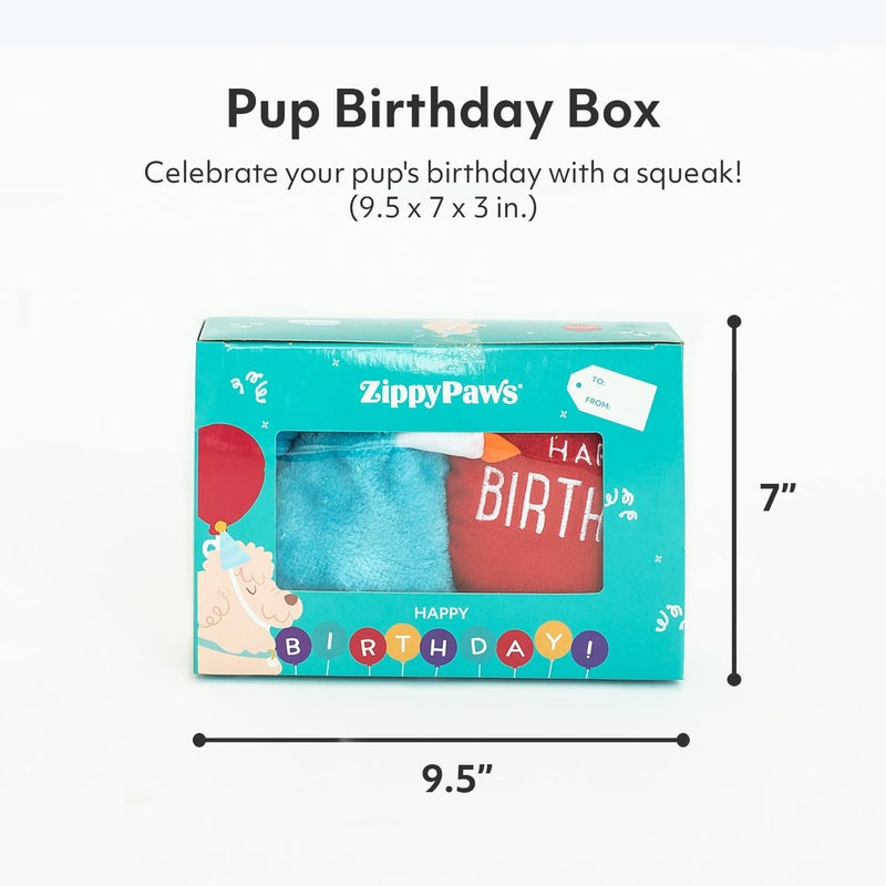 ZippyPaws Birthday Box - Birthday Gift for Dogs, Squeaky Toy Set, Colorful Squeaky Dog and Puppy Toys, and Precious Doggy Plushies - 3 Toys - Image 2