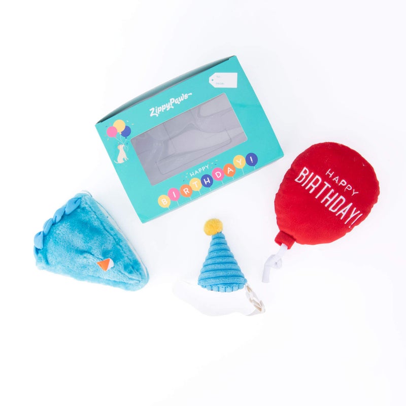 ZippyPaws Birthday Box - Birthday Gift for Dogs, Squeaky Toy Set, Colorful Squeaky Dog and Puppy Toys, and Precious Doggy Plushies - 3 Toys - Image 3