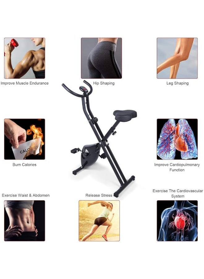 Spall Foldable Exercise Bike with Waist Twister, Adjustable Resistance, LCD Monitor, Height Adjustable Seat, Compact Indoor Fitness Bike for Home Cardio Workout, Weight Loss and Full Body Exercise - Image 2