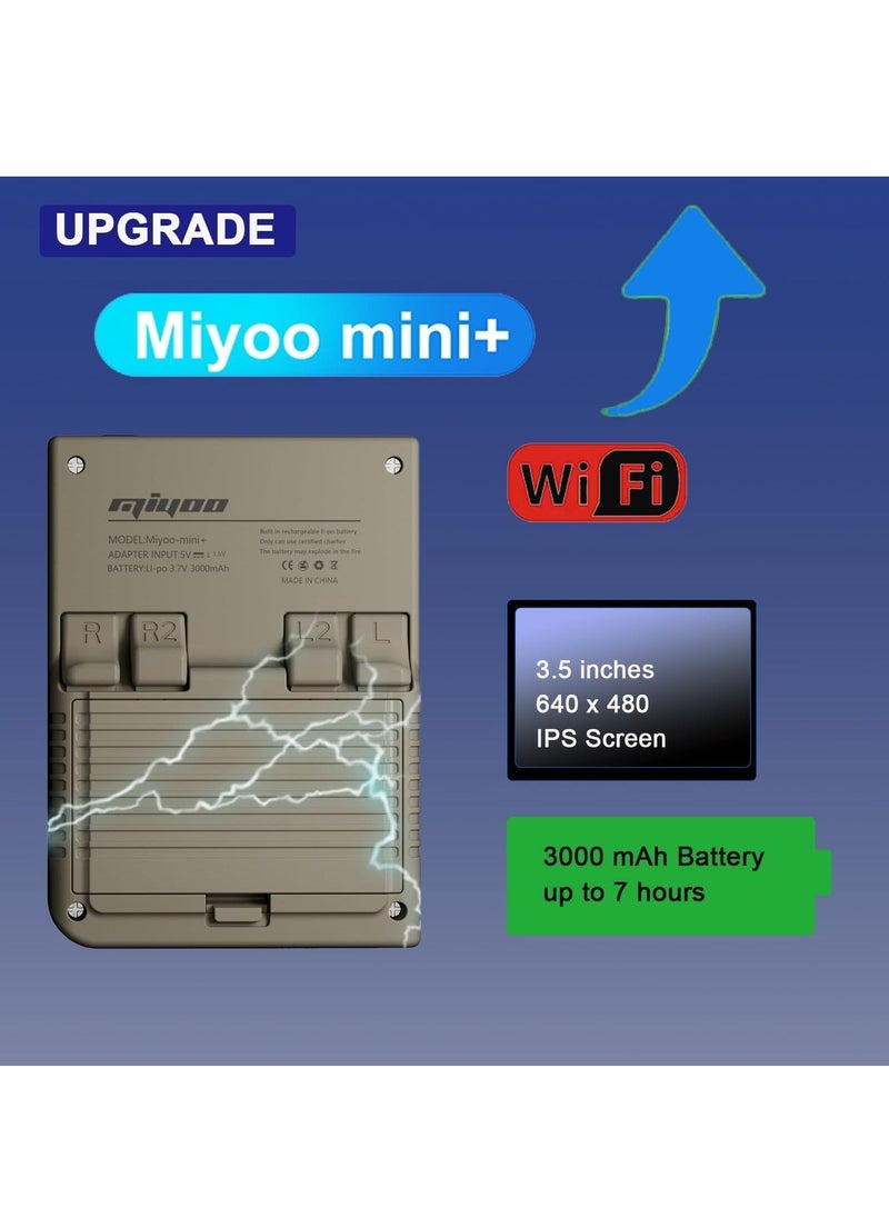 Miyoo - Miyoo Mini Plus Handheld Game Console, with Dedicated Storage Case, 3.5 Inch IPS 640x480 Screen, 64G/128G TF Card with 10,000+ Games, 3000mAh 7+Hours Battery, Support Wireless Network (Grey 128G) - Image 1