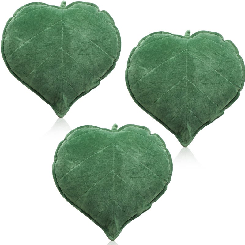 3 Pcs Leaf Shaped Pillow  20 x 20 Inches 3D Leaves Soft Throw Pillow Decorative Sofa Cushion Green Plant Home Decoration for Car Bedroom Sofa Living Room