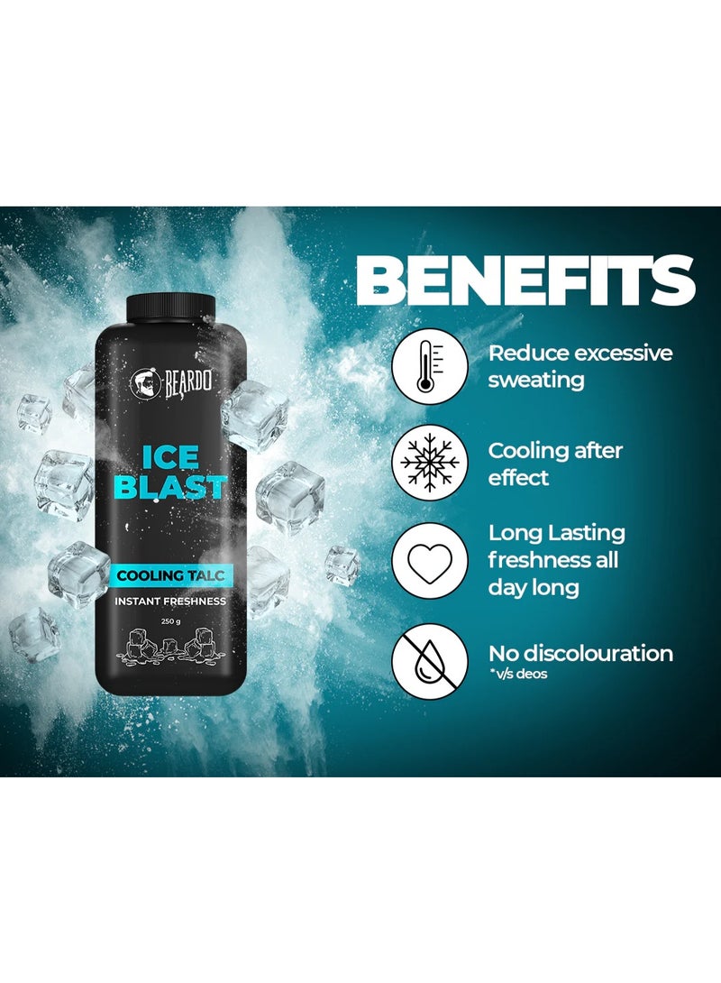 Beardo Ice Blast Cooling Talc tick Instant cooling after effect ​ tick Controls sweat production tick Long lasting freshness all day tick Cools without drying - Image 3