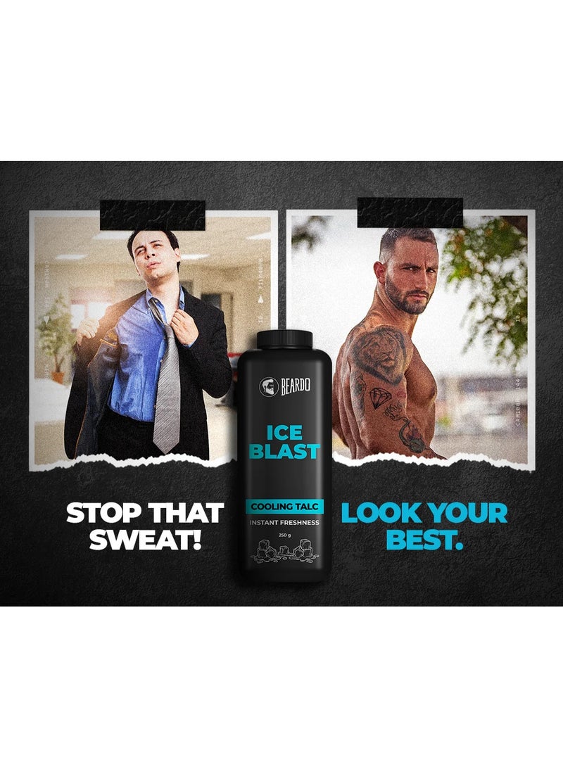 Beardo Ice Blast Cooling Talc tick Instant cooling after effect ​ tick Controls sweat production tick Long lasting freshness all day tick Cools without drying - Image 4