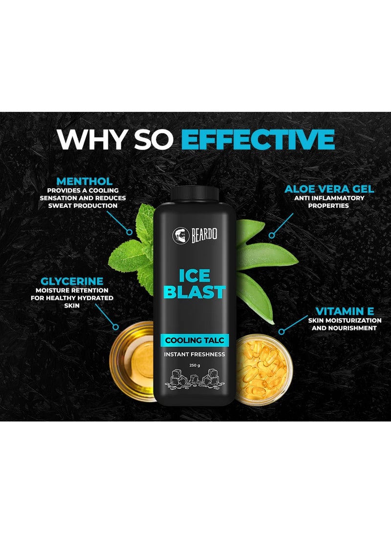 Beardo Ice Blast Cooling Talc tick Instant cooling after effect ​ tick Controls sweat production tick Long lasting freshness all day tick Cools without drying - Image 5