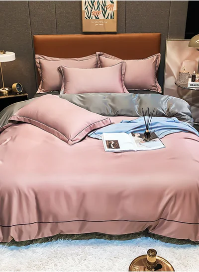 Sharpdo 4-Piece Silk Bedding Set, King Size Duvet Cover Set, Warm in Winter and Cool in Summer Skin-Friendly Breathable Duvet Cover Set King Size