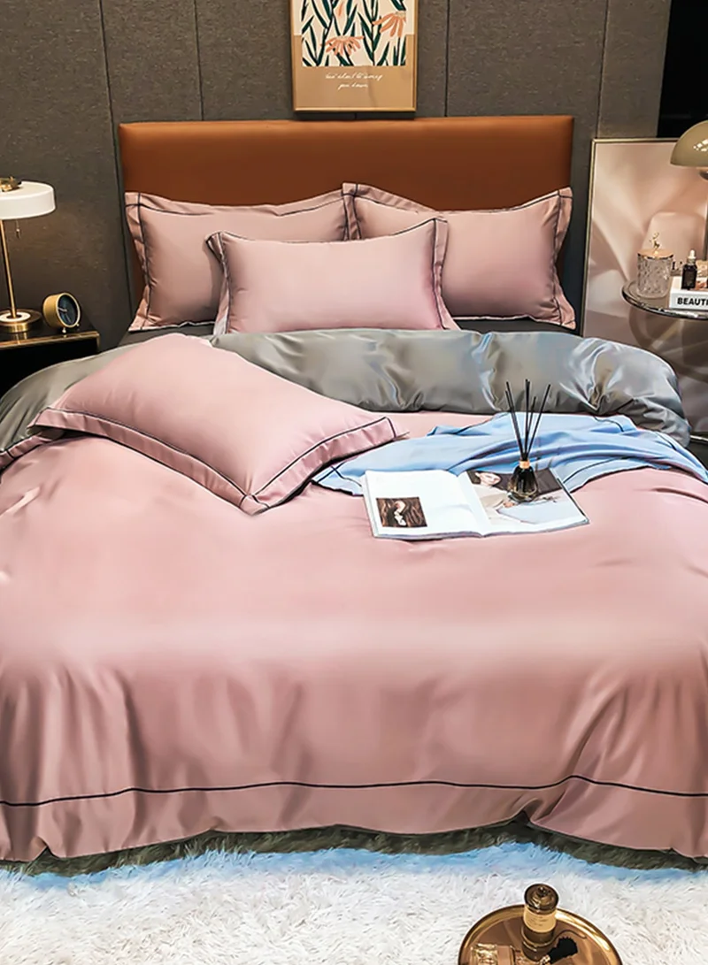 Sharpdo 4-Piece Silk Bedding Set, King Size Duvet Cover Set, Warm in Winter and Cool in Summer Skin-Friendly Breathable Duvet Cover Set King Size