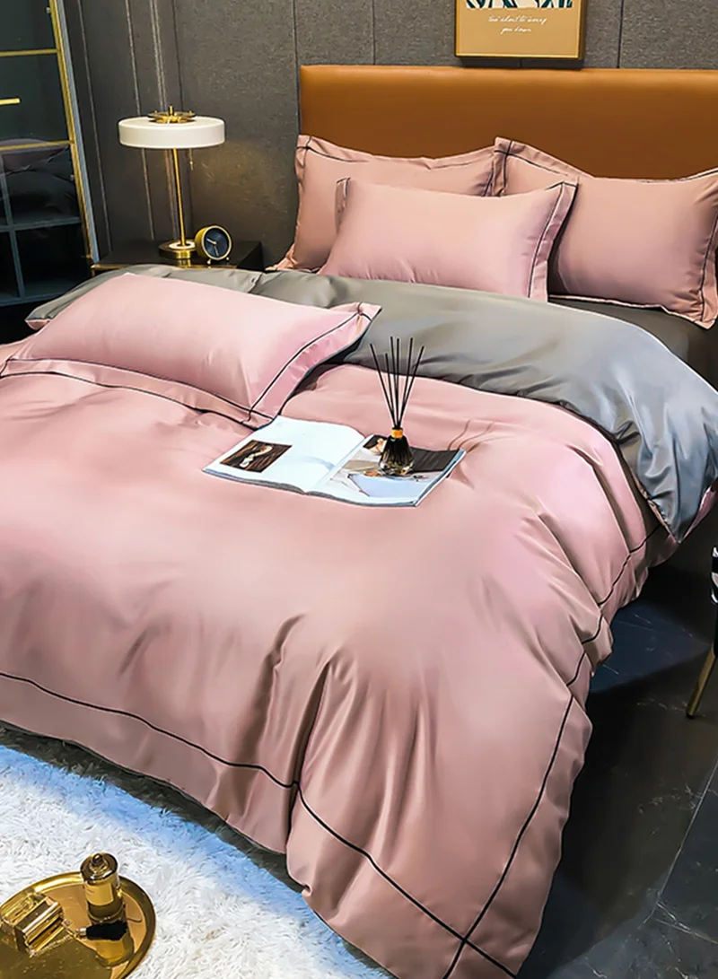 Sharpdo 4-Piece Silk Bedding Set, King Size Duvet Cover Set, Warm in Winter and Cool in Summer Skin-Friendly Breathable Duvet Cover Set King Size