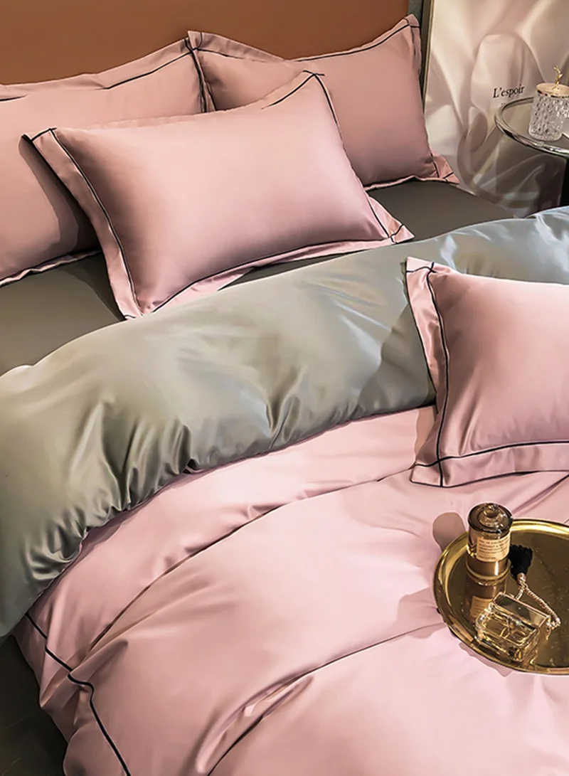 Sharpdo 4-Piece Silk Bedding Set, King Size Duvet Cover Set, Warm in Winter and Cool in Summer Skin-Friendly Breathable Duvet Cover Set King Size