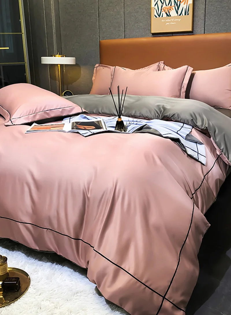Sharpdo 4-Piece Silk Bedding Set, King Size Duvet Cover Set, Warm in Winter and Cool in Summer Skin-Friendly Breathable Duvet Cover Set King Size