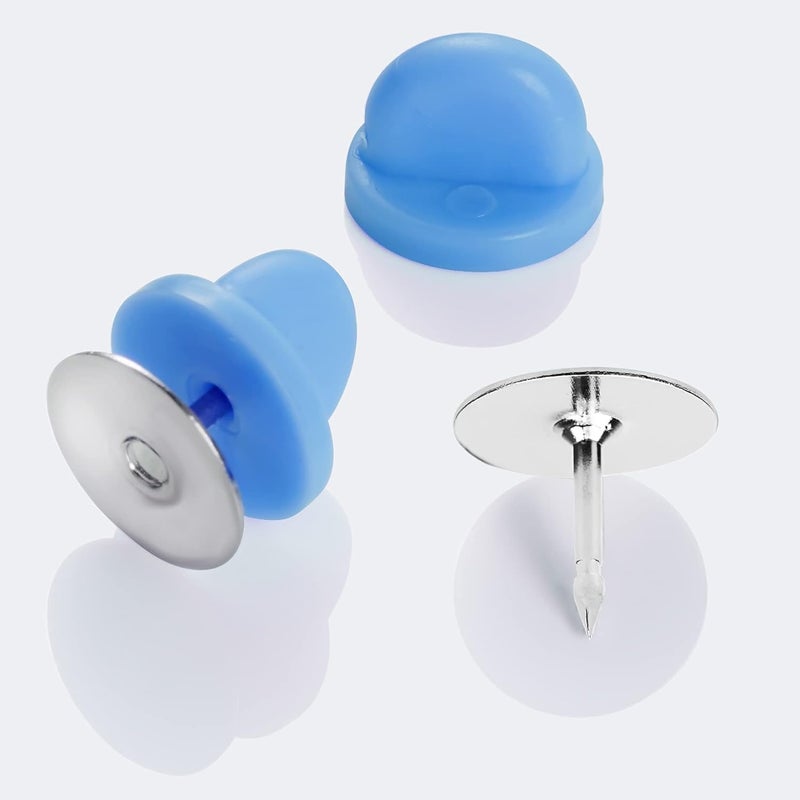 Heliltd 400pcs PVC Rubber Butterfly Clutch Pins Tie Tacks Blank for Uniform Badges Backing Holder Clasp Lapel Enamel Pins(200 Sets),Blue - Image 4