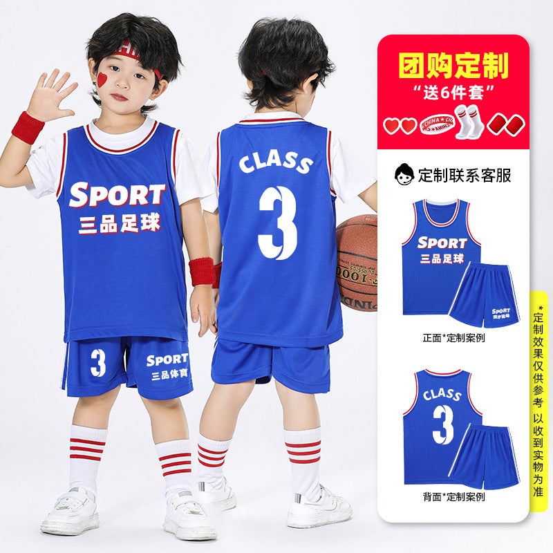 Children'S Basketball Uniform Set, Primary School Student Class Uniform, Kindergarten Performance Uniform, Summer Short-Sleeved Men'S And Women'S Vest Jersey With Printed Number - Image 5