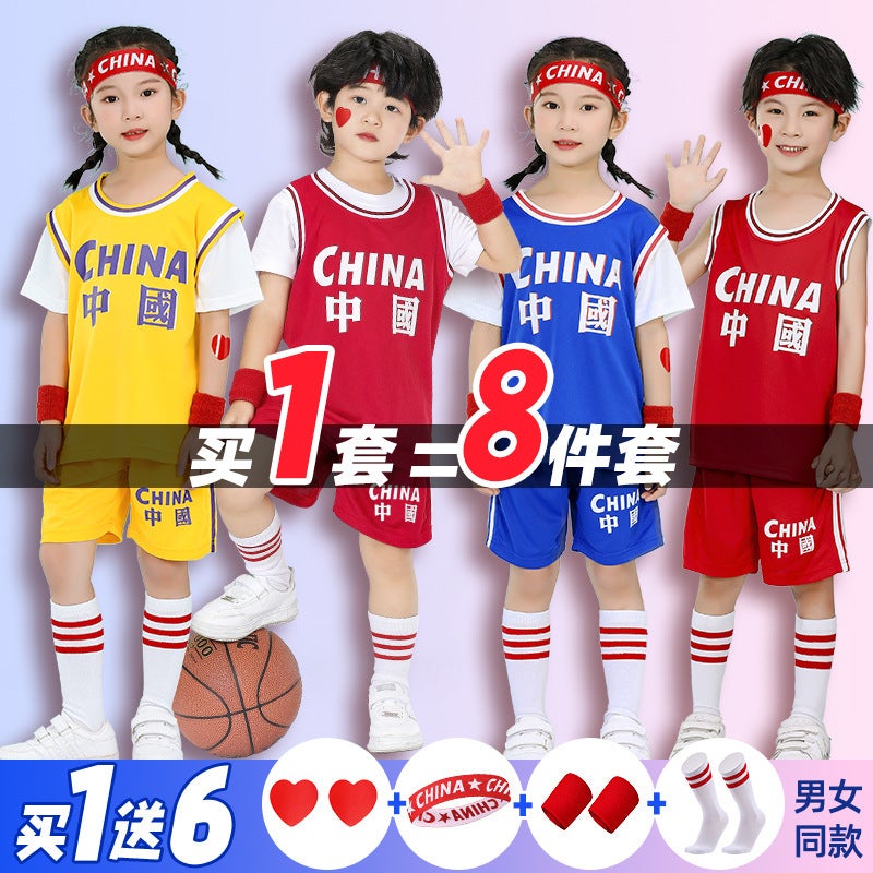 Children'S Basketball Uniform Set, Primary School Student Class Uniform, Kindergarten Performance Uniform, Summer Short-Sleeved Men'S And Women'S Vest Jersey With Printed Number - Image 4