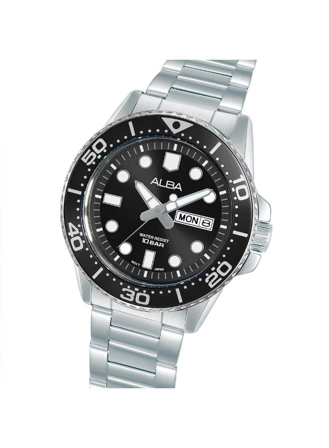 Alba Active Men’s Watch AV3599X1, 42.5 mm Black Dial, Stainless Steel Case & Bracelet, 100 m WR - Image 4