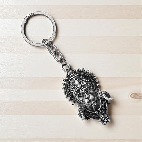 M Men Style Hanuman Metal Keychain Antique Grey Finish Spiritual & Protective Key Ring for Car, Bike, and Home Keys Grey SKey2025498 - Image 5