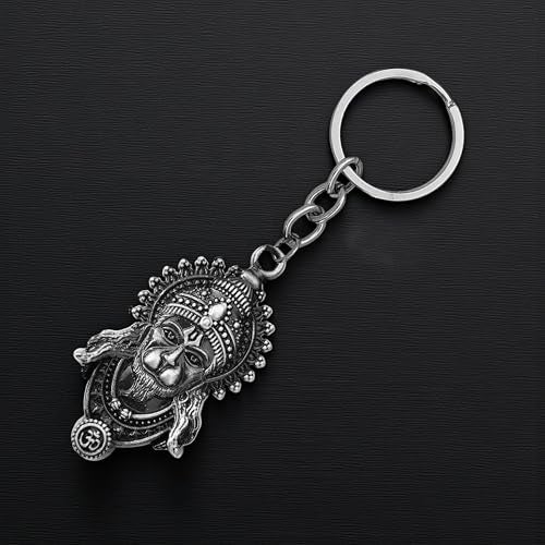 M Men Style Hanuman Metal Keychain Antique Grey Finish Spiritual & Protective Key Ring for Car, Bike, and Home Keys Grey SKey2025498 - Image 4