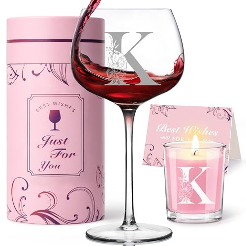 EIRNAY Personalized Gifts for Women - Customized Gift A-Z Wine Glass, Unique Birthday Gifts for Women, Christmas Basket Gift for Her, Mom, Wife, Sister, Friend, Nurse（K） - Image 1