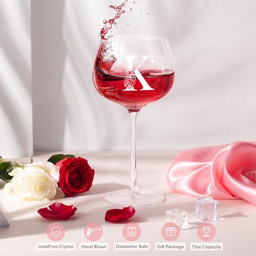 EIRNAY Personalized Gifts for Women - Customized Gift A-Z Wine Glass, Unique Birthday Gifts for Women, Christmas Basket Gift for Her, Mom, Wife, Sister, Friend, Nurse（K） - Image 4
